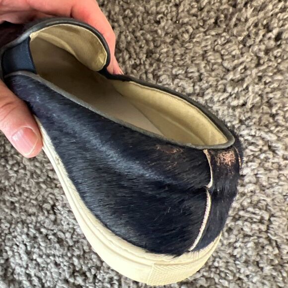 Del Toro Pony Hair Loafers Womens 6 Blue Slip On Comfort Shoe Handmade in Italy - Picture 9 of 12